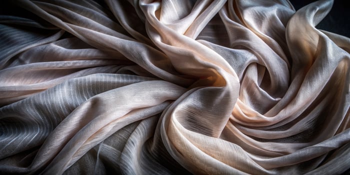 Elegant swirl of silky gray fabric. photo