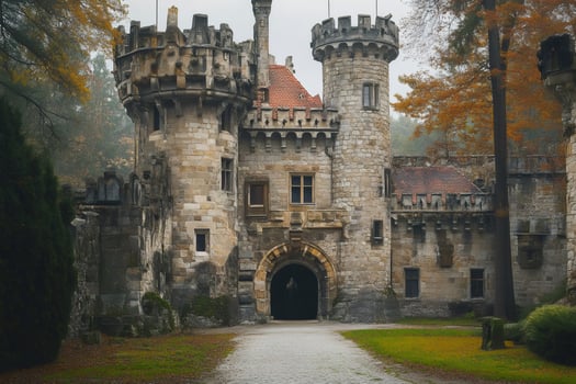 Lowenburg castle showing its impressive medieval architecture in autumn photo