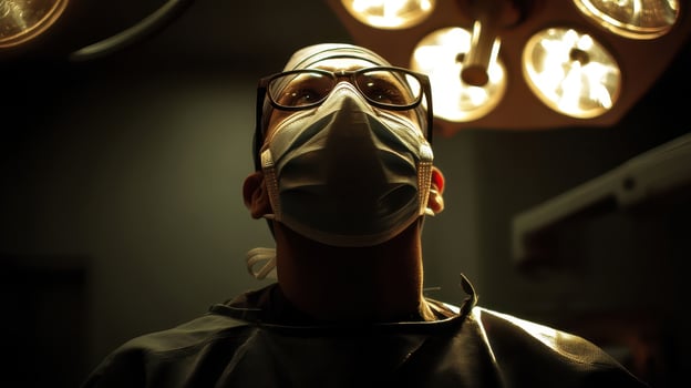 Surgeon focused on surgical procedure in operating room during crucial moments photo