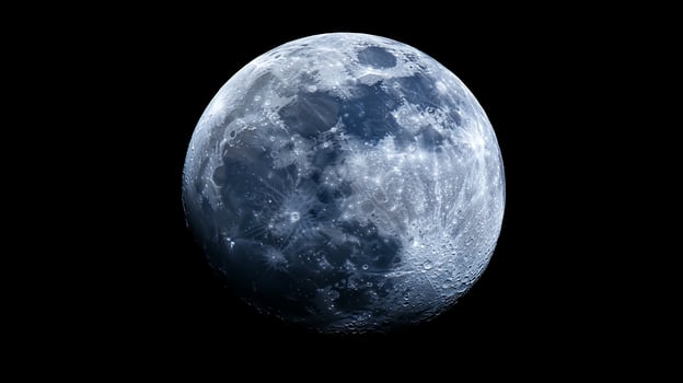 Detailed Close-Up of the Full Moon in Space on Black Background photo