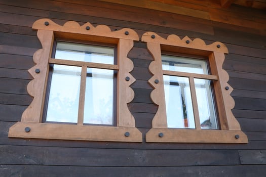 Traditional Wooden Windows Featuring Beautifully Decorative Frames that Enhance Aesthetic Appeal photo