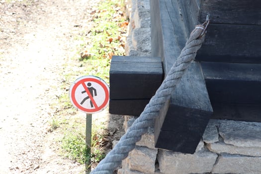 Warning Sign Unauthorized Access is Prohibited Near This Structure for Safety Reasons photo