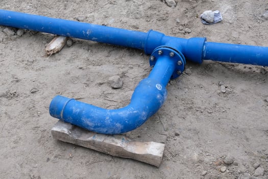 Cast metal pipe connection with flange... photo