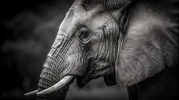 Majestic Elephant Portrait in Black and White photo