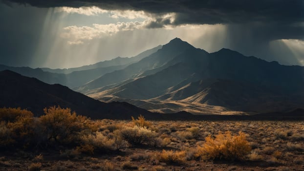 A stormy sky over mountains and desert photo