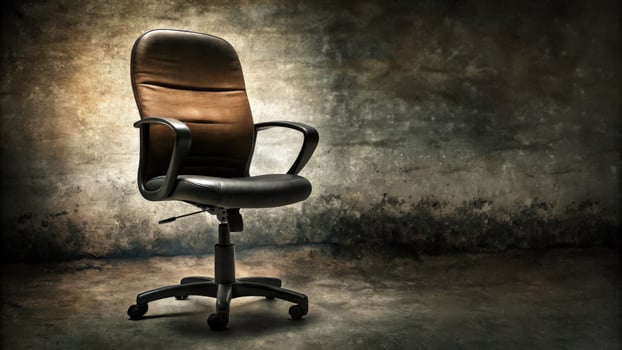 Vintage Leather Office Chair in Dim Industrial Room photo