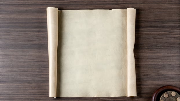 Blank Scroll on Wooden Surface with Rustic Charm photo