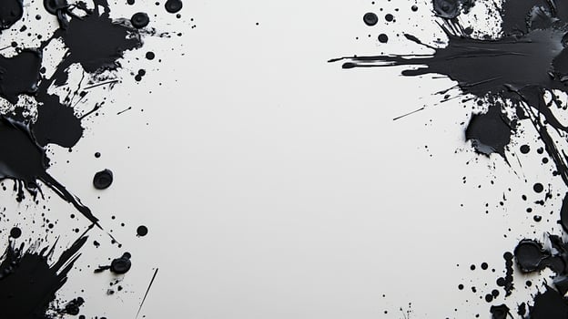 Abstract Black Paint Splatter on White Background for Artistic Projects photo