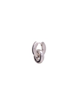 Silver chunky chain link hoop earring on white background for fashion accessory photo