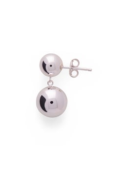 Elegant sterling silver ball drop earrings on clean white background photo