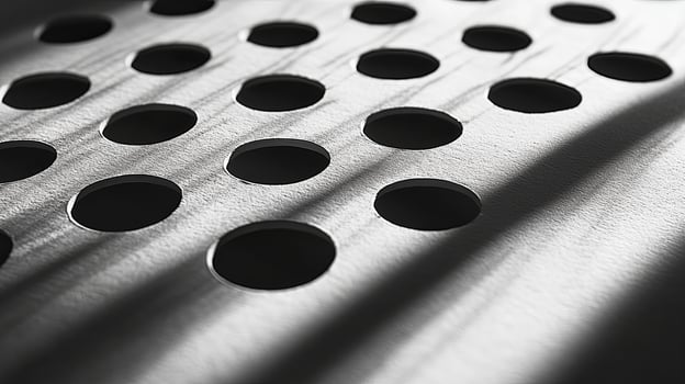 A black and white photo of a metal grate