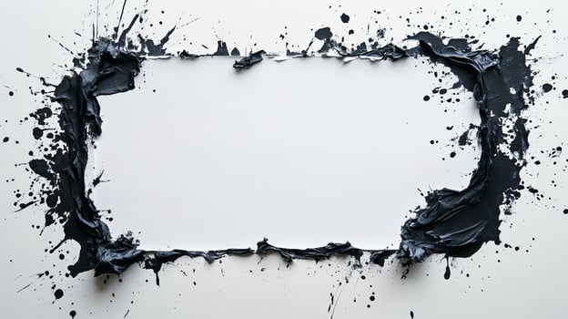 Abstract Black Paint on White Paper with Central Hole photo