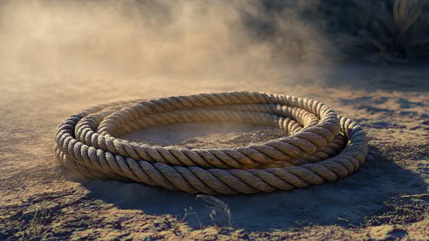 A rope is sitting on the ground in the sand photo