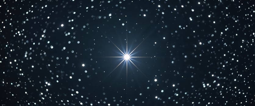 A bright star shines among other dimmer stars in space. photo