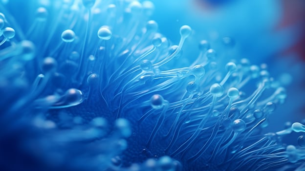 Bacteria cells. Cocci bacteria and virus cells. Microscopic blue bacteria. Healthcare and medicine concept photo