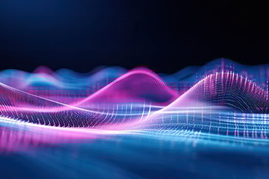 A wave of pink and blue lights in the background photo