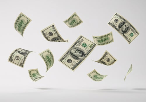 Floating American Dollar on White Background photo
