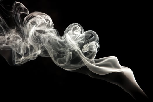 Abstract White Smoke on Black Background Flowing Swirl Texture for Design photo