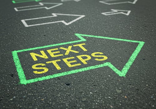 Next steps arrow pointing to next steps concept, 3d rendering stock photo
