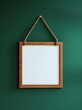 Blank frame for wall art mockup showcasing modern design against a green background perfect for interior decoration ideas and artistic displays photo