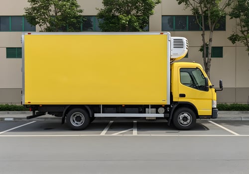 Logo Design Mockup on Yellow Semi Truck 1 photo