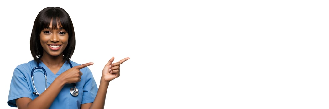 Healthcare Professional Gesturing with Hand for Presentation 5 photo