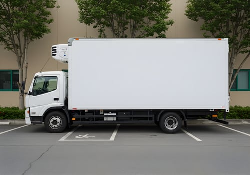Logo Design Mockup on Black White Truck 1 photo