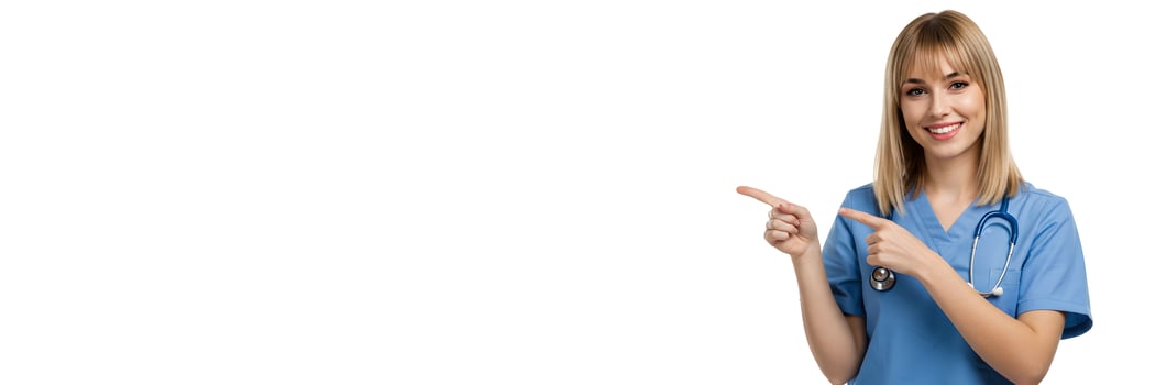 Healthcare Professional Gesturing with Hand for Presentation 2 photo