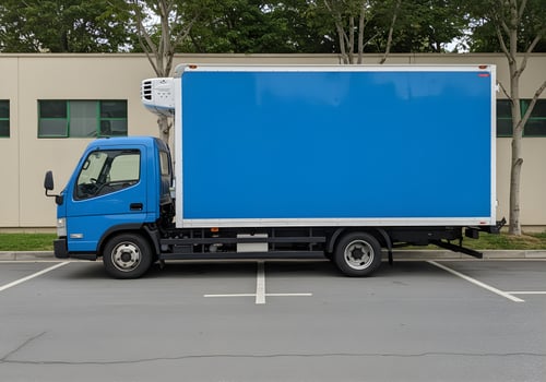 Logo Design Mockup on Blue Semi Truck photo