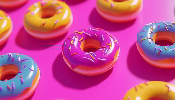 Colorful donuts topping cream sweet snack food for children photo