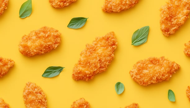 Chicken katsu fried fries crunchy meal for lunch, pattern solid background photo