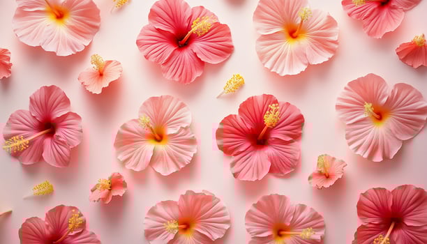 Hibiscus flower pink pattern on white solid background photo