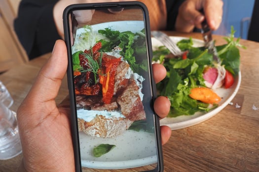 Capturing a delicious meal at a cozy cafe during brunch photo