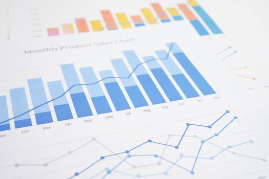 Chart graph paper. Finance, account, statistic, investment data economy, stock exchange bus photo