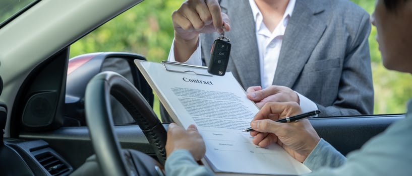 lease rental car, sell, buy. Dealership manager send car keys to the new owner. Sales, loan credit financial, rent vehicle, insurance, renting, Seller, dealer, installment, car care business photo