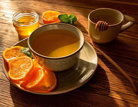 A bowl of tea and a cup of tea photo