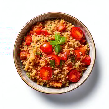 Cauliflower couscous with tomatoes and basil photo