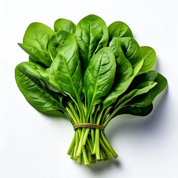 Spinach leaves on white background photo