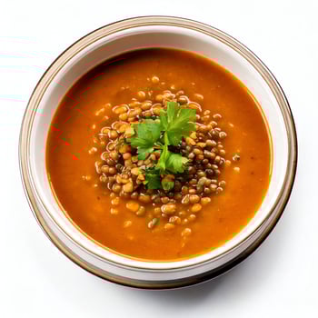 Lentil soup with parsley photo