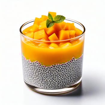 Chia pudding with mangoes photo