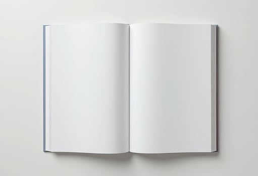 Blank white book mockup against light background. photo
