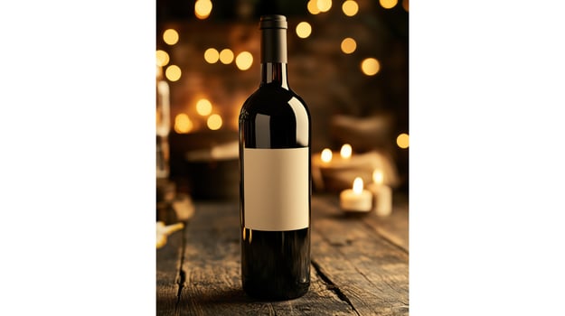 A beautifully arranged wine bottle surrounded by glasses in a warm inviting restaurant ambiance. photo