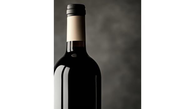 Elegant red wine bottle against dark background captured in studio contemporary style photography minimalist aesthetic photo