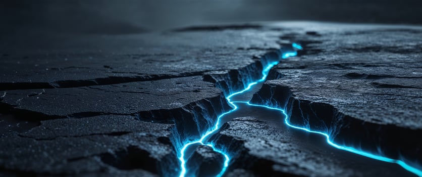 Blue lightning crack in the ground photo