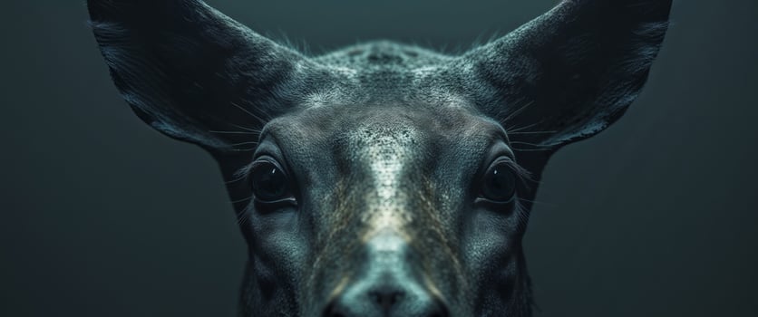 A close up of a deer's head with a dark background photo
