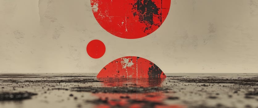 A red and black painting of a red and black circle photo