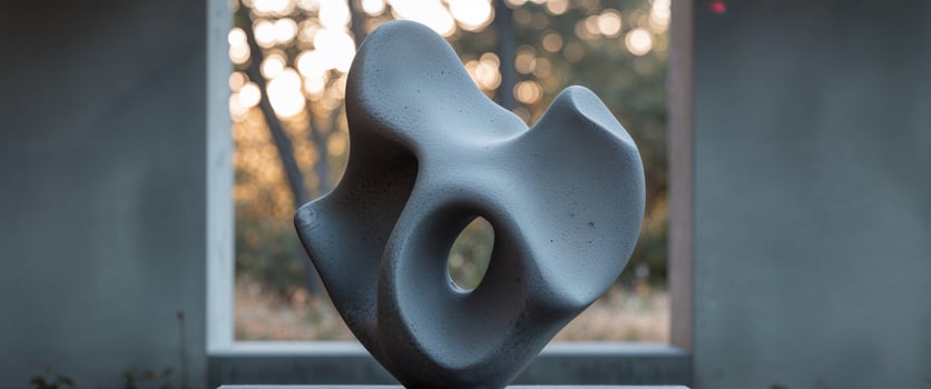 Abstract gray sculpture in outdoor setting photo
