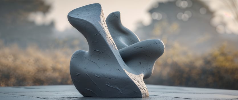 Abstract gray sculpture in outdoor setting. photo