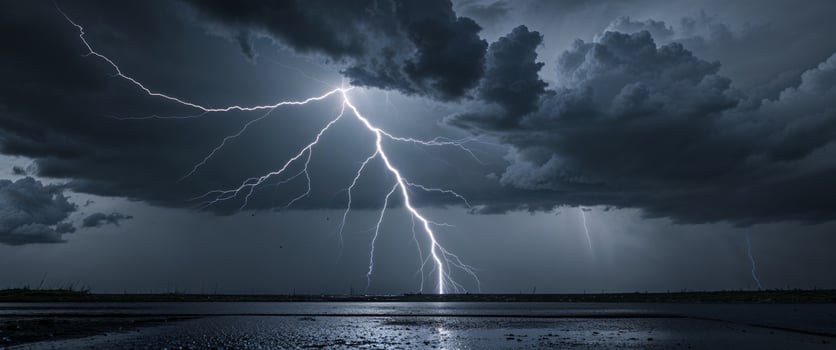 Dramatic lightning strike stormy night sky photo