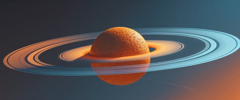 Orange Depicted as a Planet with Rings in Abstract Art. photo